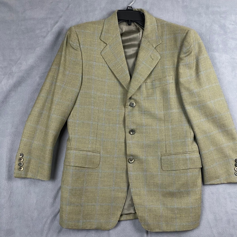 Canali Exclusive Collection 100% Cashmere Blazer Mens 46C Olive Plaid Sport Coat